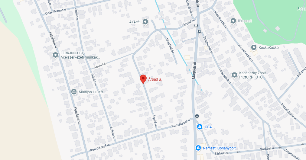 Pécel Árpád utca elhelyezkedése a Google térképen